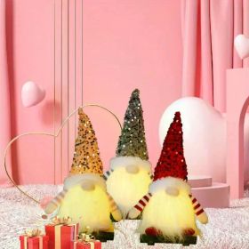 3PCS Gnome Christmas Decorations -12 Inch Light Up Christmas Gnomes Plush Doll Ornaments Glitter Sequins Swedish Hat Leprechaun Dwarf Gift Home T