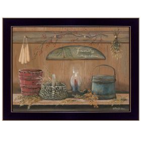 "Treasures on the Shelf I" By Pam Britton, Ready to Hang Framed Print, Black Frame