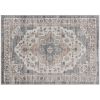 4x6 Area Rug, Vintage Machine Washable Rug, Non-Slip Carpet for Living Room, Bedroom, Dining Room, Brown & Light Blue