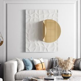 Modern Geometric 3D Wall Art 23.6" x 35.4" Gold Metal Rectangle Wall Decor