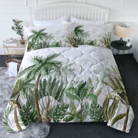 3pcs Coconut And Banana Leaf Pattern Comfortable Duvet Cover Set, Double Bed Minimalist Style, Including 1 Duvet Cover And 2 Pillowcases (Option: Queen-White)
