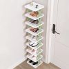 9Tier Narrow Entryway Shoe Rack Free Standing Vertical Shoe Organizer Plastic Shoes Storage Shelf Closet Hallway